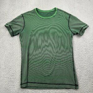 Lululemon Shirt 5 Year Basic Tee Crew Stretch Small Green Striped Mens